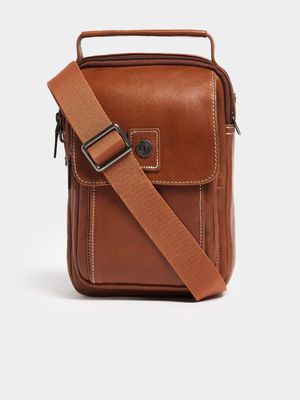 Fabiani Men's Leather Crossbody Tan Bag