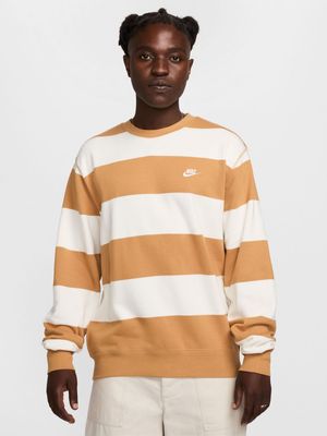 Nike Men's Club Stripe Flax/Sail Crew Top