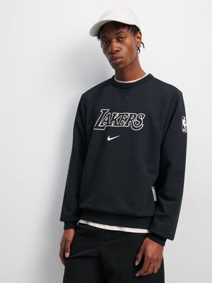 Nike Men's Los Angeles Lakers Standard Issue Dri-FIT NBA Crew-Neck Black Sweatshirt