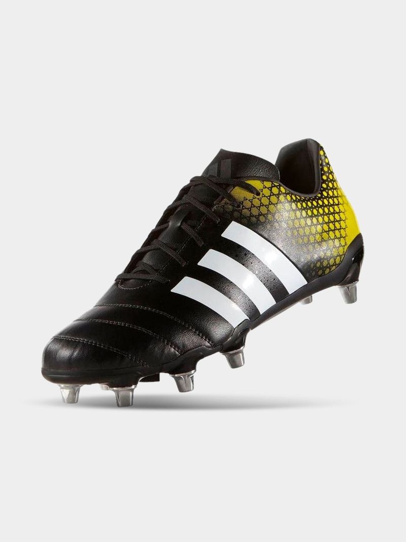 Mens adidas Kakari 3.0 8 Stud Black Yellow Rugby Boots Bash