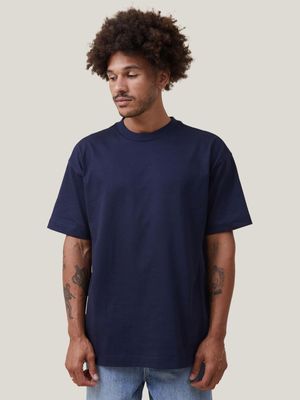 Men's Cotton On Navy Box Fit Plain T-Shirt