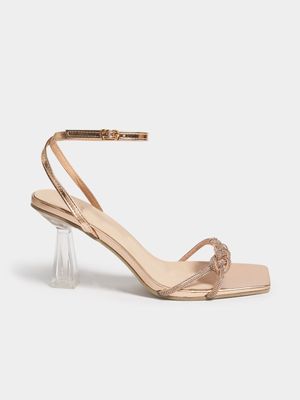 Jet Women's Rose Gold Ankle Tie Heels