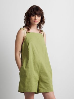 Women's Canvas Tie Strap Shortall