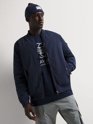 Men's Markham Reversible Nylon Stone/Navy Bomber Jacket