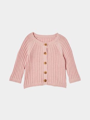 Cotton On Infant  Pink Organic Knit Cardigan