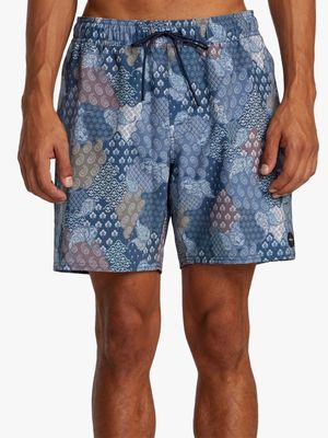 Men's RVCA VA Blue 17 Elastic Volley Shorts