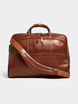 Fabiani Men's Tan Leather Weekender Bag