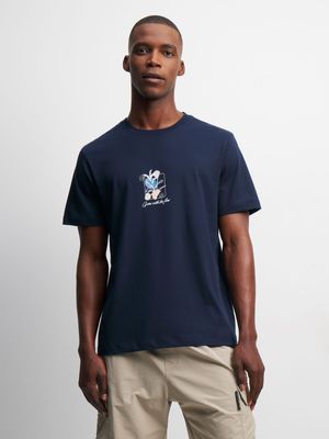 Men's Navy Graphic Print T-Shirt