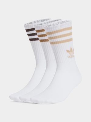 adidas Originals Unisex 3 Pack Crew White Socks