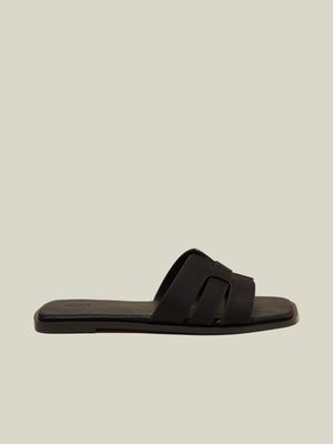 Women's Cotton On Black Sierra Woven Slides