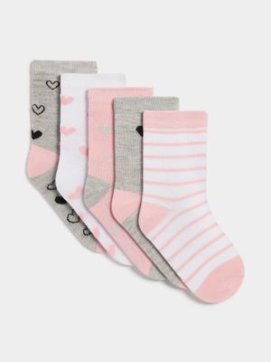 Jet Younger Girls Multicolour 5 Pack Anklet Socks