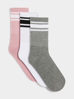 Jet Women's Multicolour 3 Pack Sport Socks