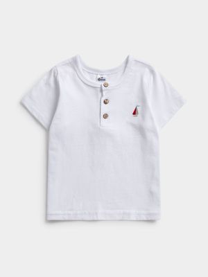 Jet Toddler Boys White Henley T-Shirt