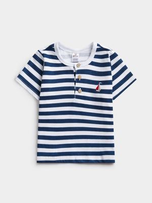 Jet Toddler Boys Navy/White Stripe Henley T-Shirt