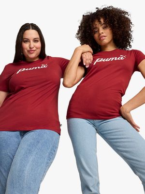 Womens Puma Essential Script Red Tee