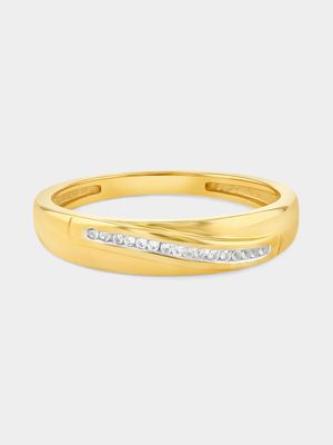 Yellow Gold Lab Grown Diamond Diagonal Pavé Ring