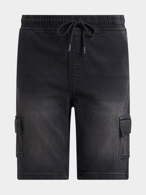 Jet Boys Black Denim Cargo Shorts - Kids