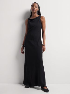 Draped Textured Column Dress