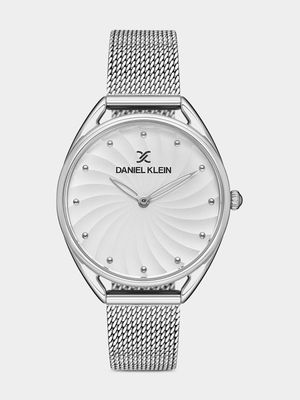 Daniel Klein Silver Plated Silver Toned Dial Mesh Watch