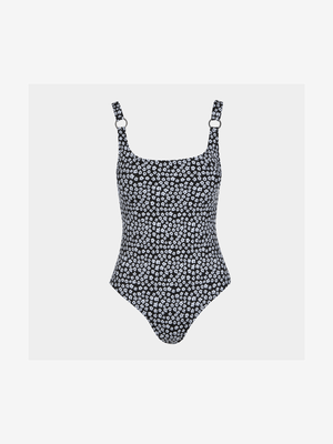 Women's Granadilla Swim Black Daisy O-Ring One Piece Swimsuit