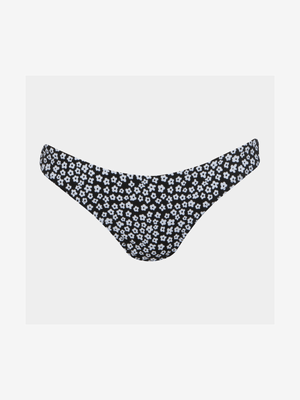 Women's Granadilla Swim Black Daisy Cheeky Bikini Bottoms