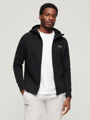 Men's Superdry Black Sport Tech Logo Loose Zip Hoodie