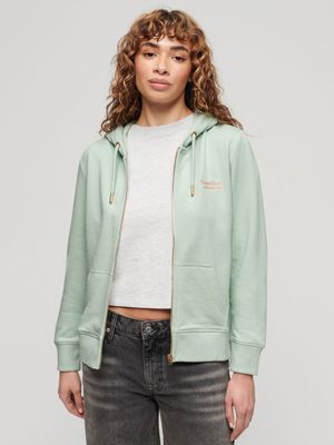 Women's Superdry Green Essential Logo Zip Hoodie