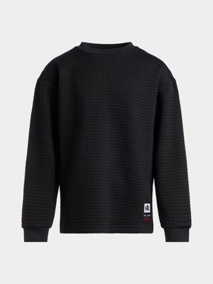 Jet Older Boys Black Textured Active Top