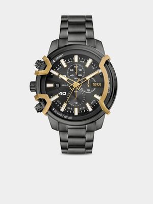 Diesel Griffed Gunmetal Plated Stainless Steel Chronograph Bracelet Watch