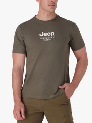 Men's Jeep Olive Green Fashion Graphic T-Shirt