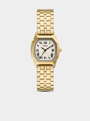 Fossil Harlowe Cream Dial Gold Plated Stainless Steel Bracelet Watch