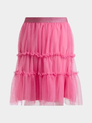 Jet Younger Girls Pink Mesh Skirt