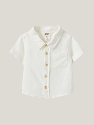 Cotton On Infant  White Leonard Button Down Shirt