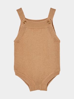 Cotton On Infant  Brown Organic Knit Bubbbysuit