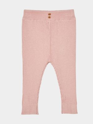 Cotton On Infant  Pink Organic Rib Knit Skinny Leggings