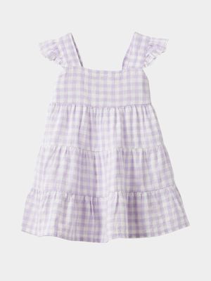 Cotton On Infant  Purple Annie Woven Ruffle Sleeve Tiered Dress