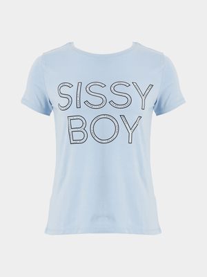 Women's Sissy Boy Blue Multi-Technique Logo Top