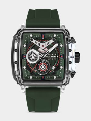 Police Clout Transparent Nylon Fibre Green Silicone Chronographic Watch