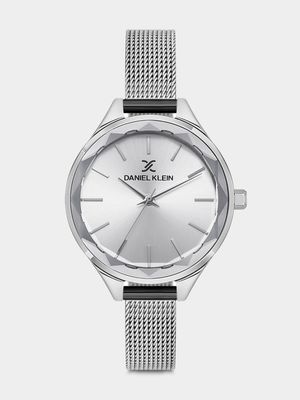 Daniel Klein Silver Plated Silver Tone Dial Mesh Watch