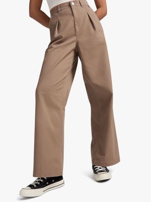 Converse Women's Relaxed Wide Leg Brown Pants