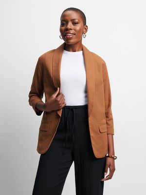 Jet Women's Brown Linen Blazer