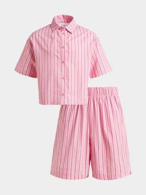 SBG POPLIN SET PINK STRIPE