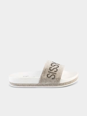 Women's Sissy Boy Silver Bling Slides