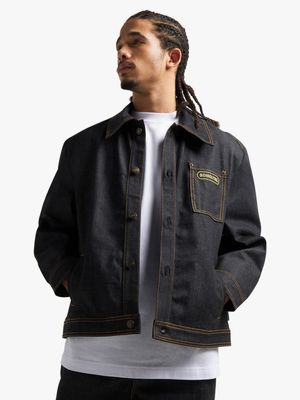 Socioculture Men's Relaxed Dark Denim Jacket