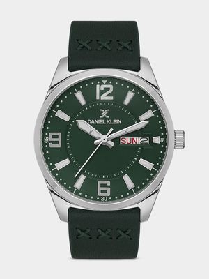 Daniel Klein Silver Plated Green Dial Green Leather