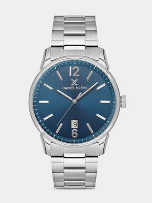 Daniel Klein Silver Plated Blue Dial Bracelet Watch