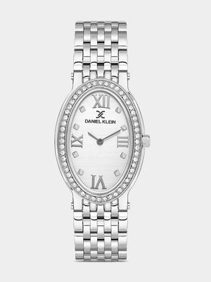 Daniel Klein Silver Plated Oval Silver Tone Dial Bracelet Watch