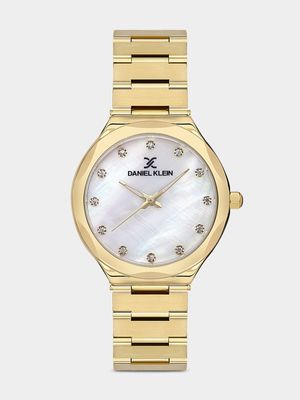 Daniel Klein Gold Plated Mother Of Pearl Dial Bracelet Watch