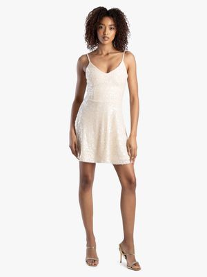 Women's Sissy Boy Nude A-Line Mini With A V-Neck Dress