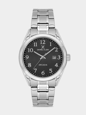 Daniel Klein Silver Plated Black Dial Bracelet Watch